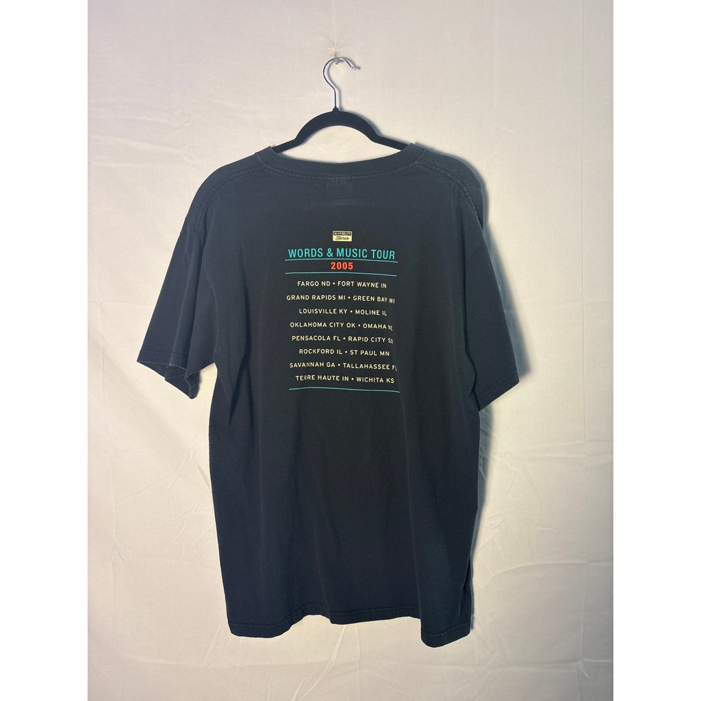 2005 John Mellencamp Words and Music Tour Tee Graphic Print Black Shirt Large