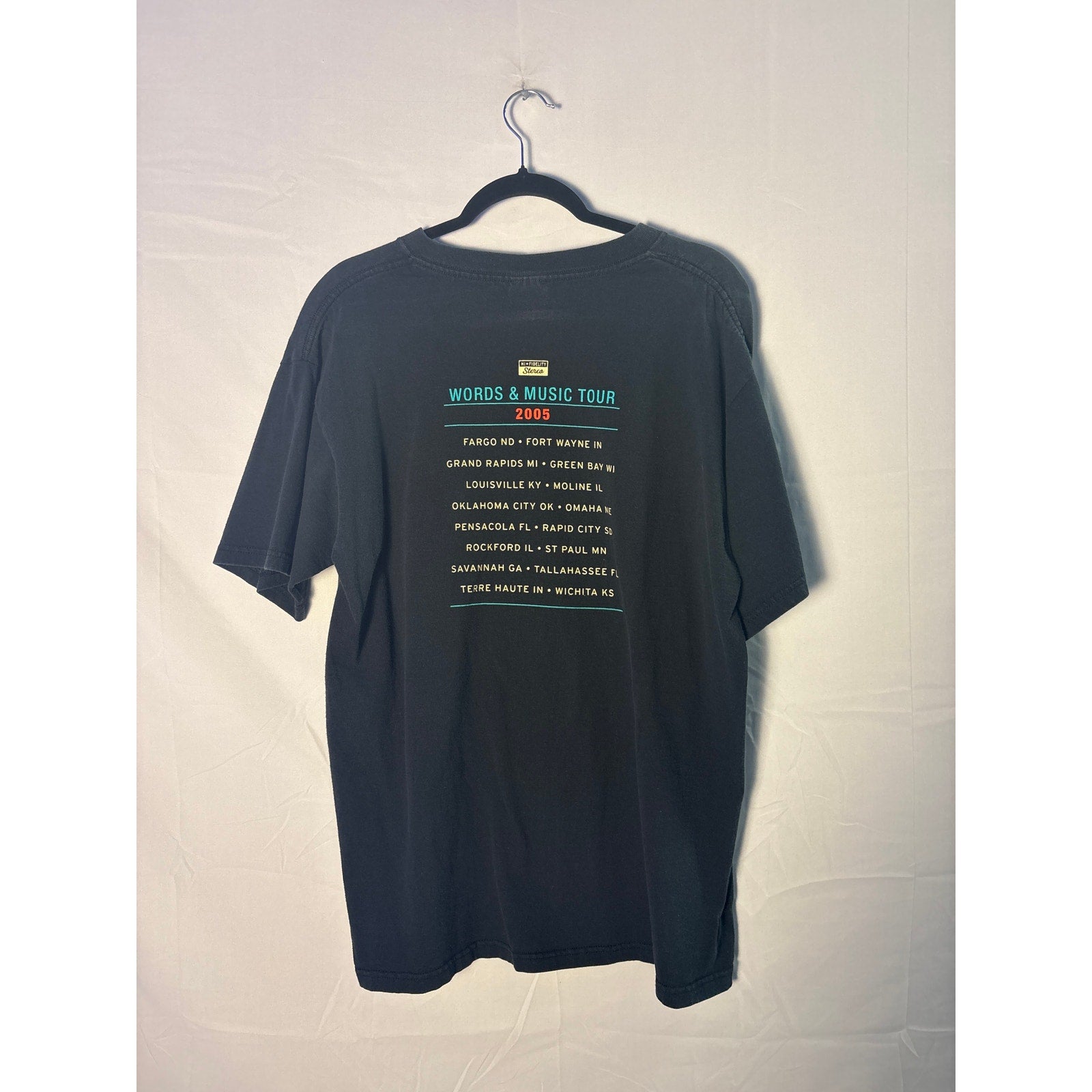 2005 John Mellencamp Words and Music Tour Tee Graphic Print Black Shirt Large