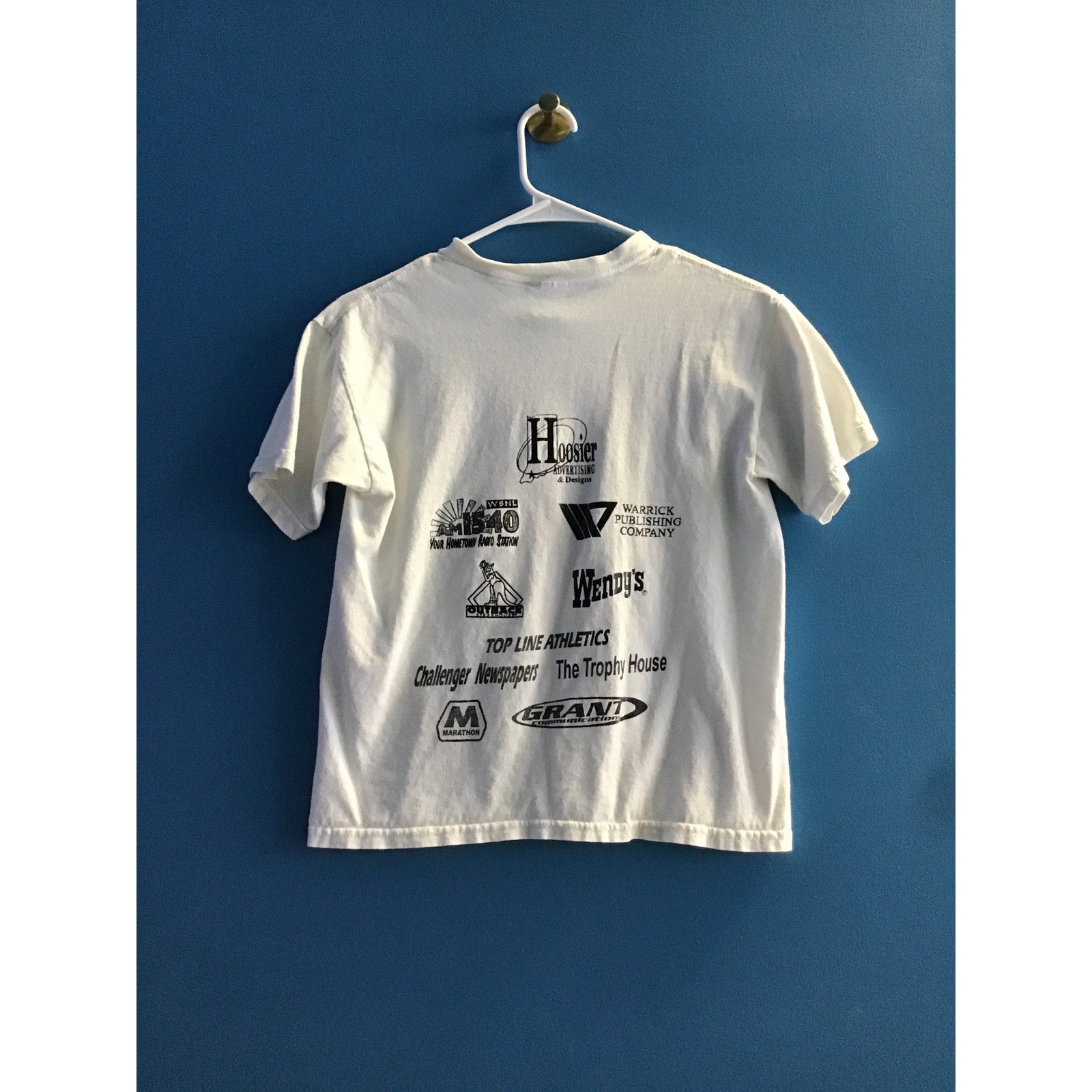 Gildan Damon Bailey Basketball Camp Print SIGNED White Shirt Youth Size Large