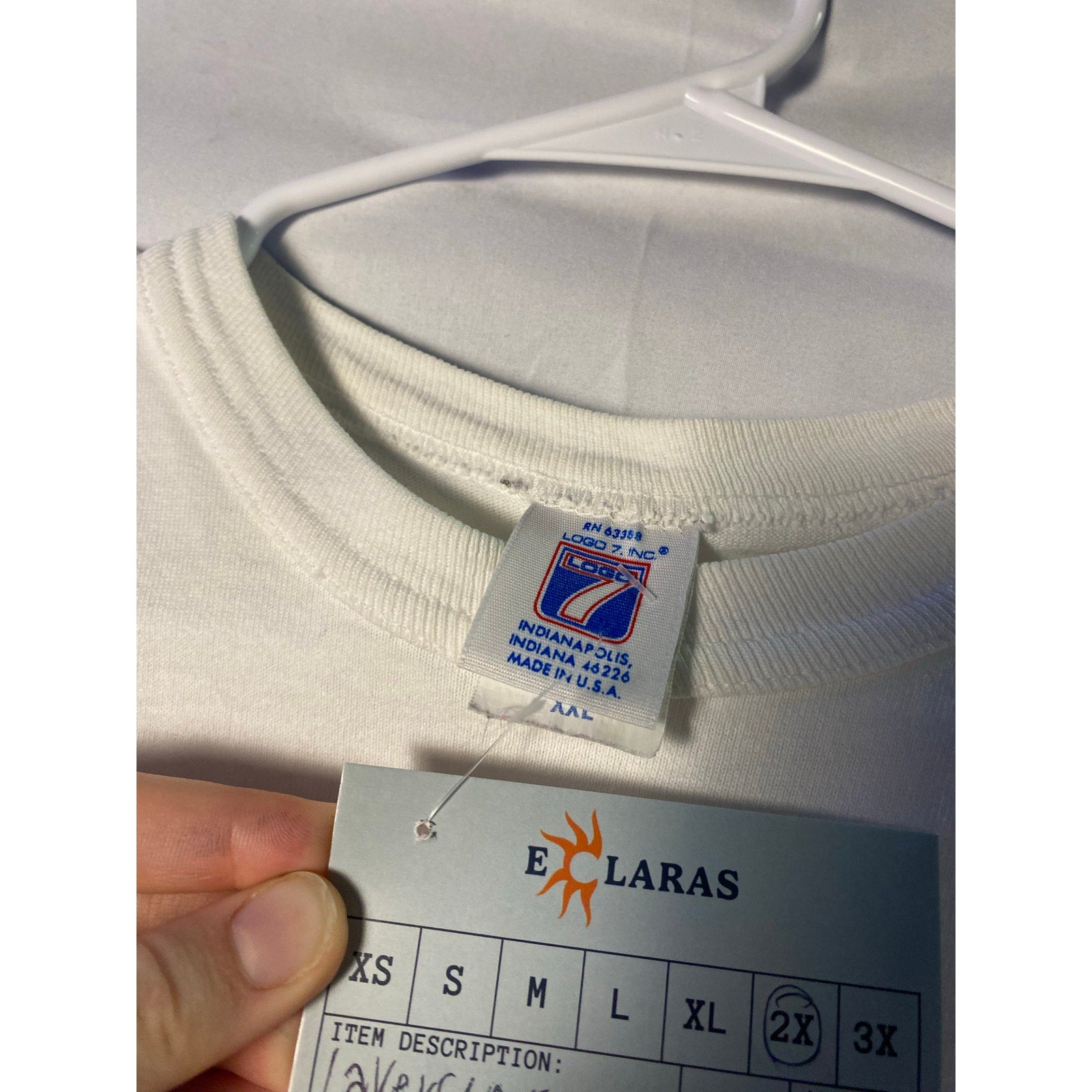 Logo 7 NBA Lakers Los Angeles Embroidered White T-shirt Men's Size XXL Crewneck