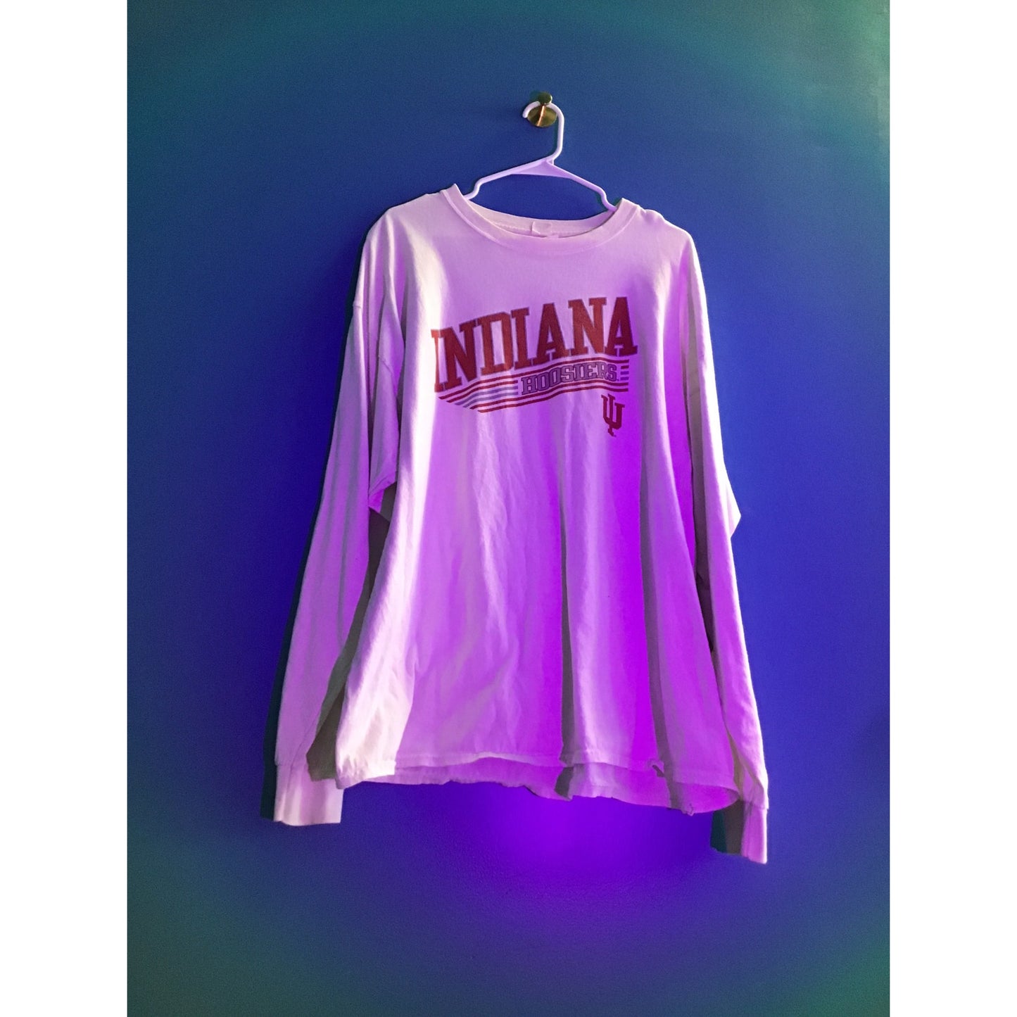 Hanes IU Indiana Hoosiers Logo Long Sleeve White Shirt Adult Size 3XL