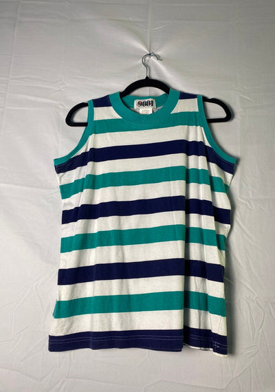 9001 Red Blue Green Striped Round Neck Tank Top Women's Size Large