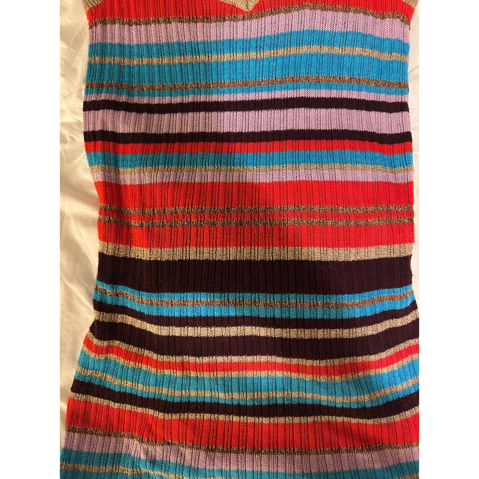 Vintage Honey Punch Multicolor Striped V-neck Knit Cami Top Women's Size Medium