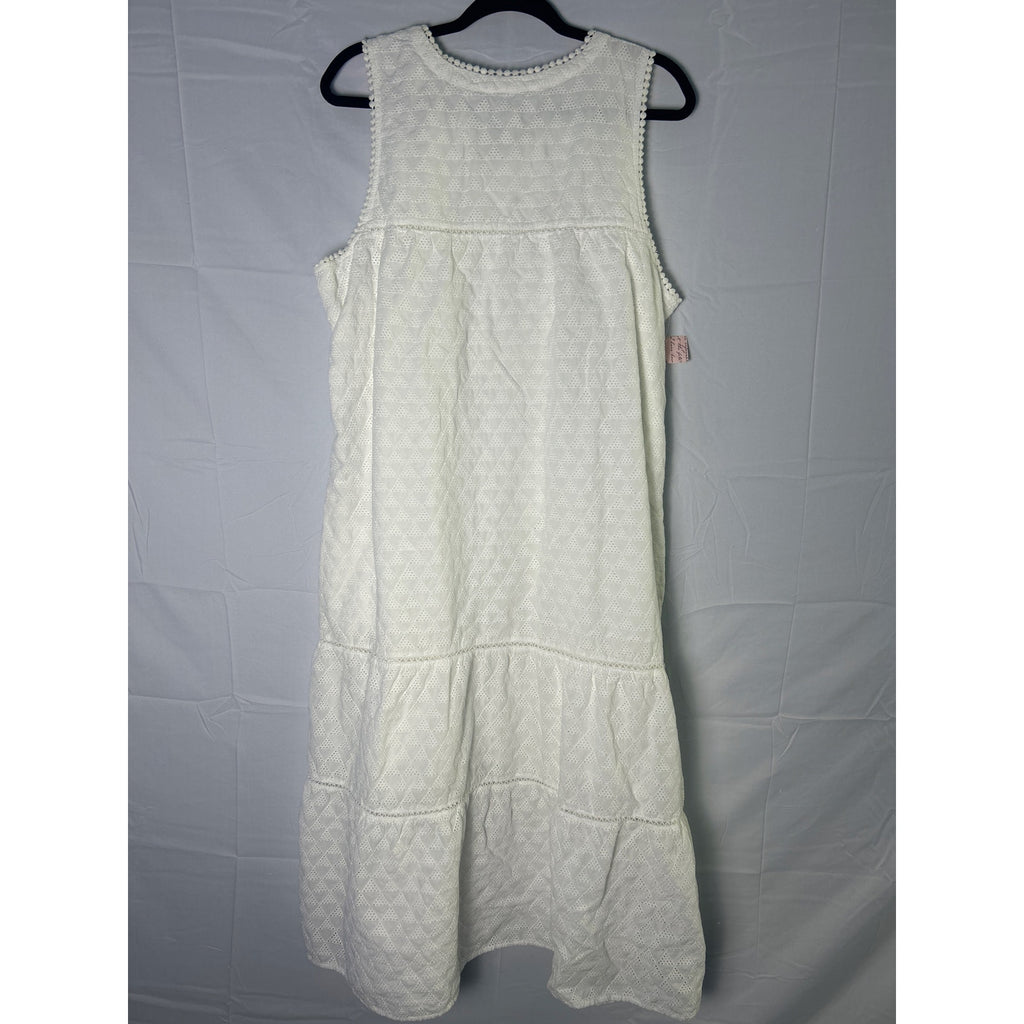Tommy Bahama Sleeveless White Eyelet Ruffle Midi Dress Women's Size XL