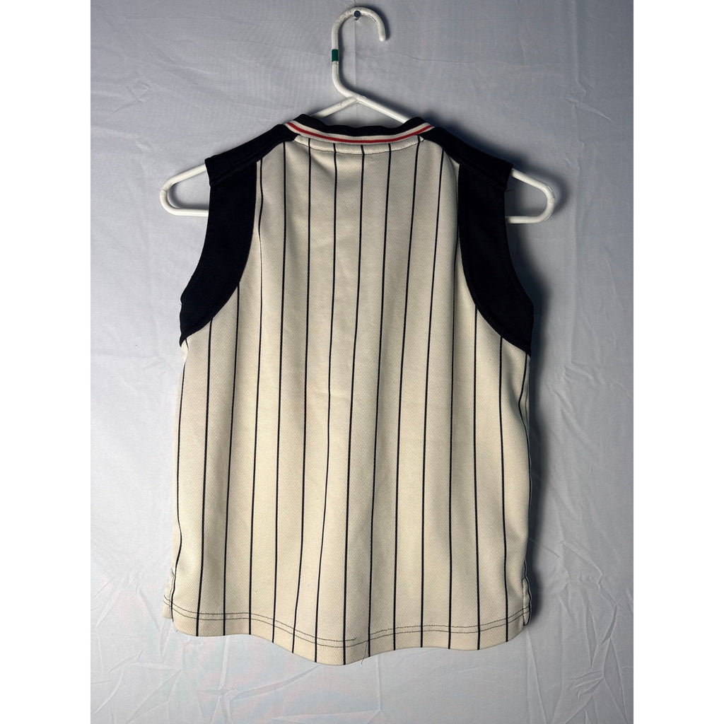 NIKE MLB Sleeveless V-neck Jersey Cream Black Striped Men's Size Small