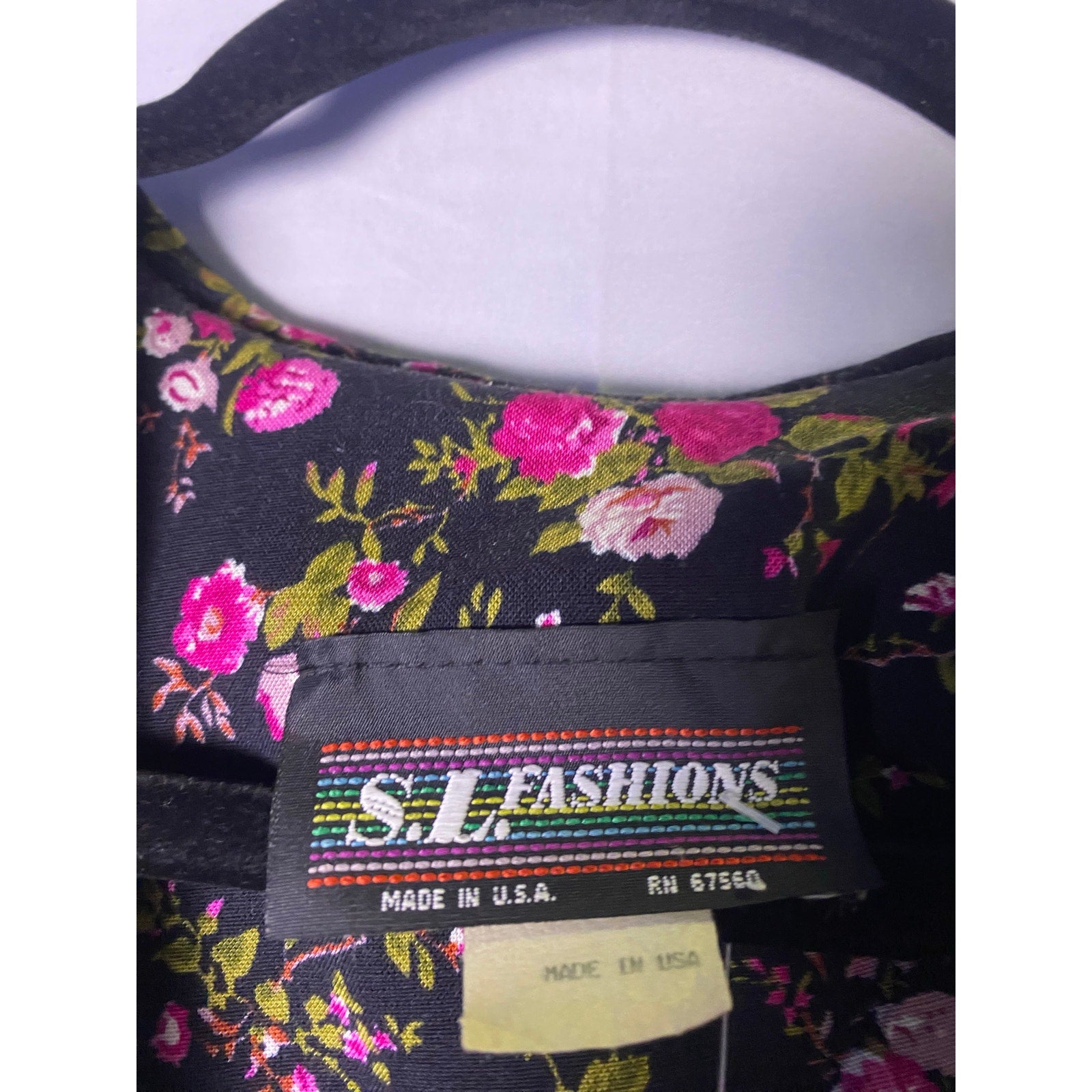 Vintage Black Floral Lace-Trim Long-Sleeved Prairie Dress Pleated Womens Size 12