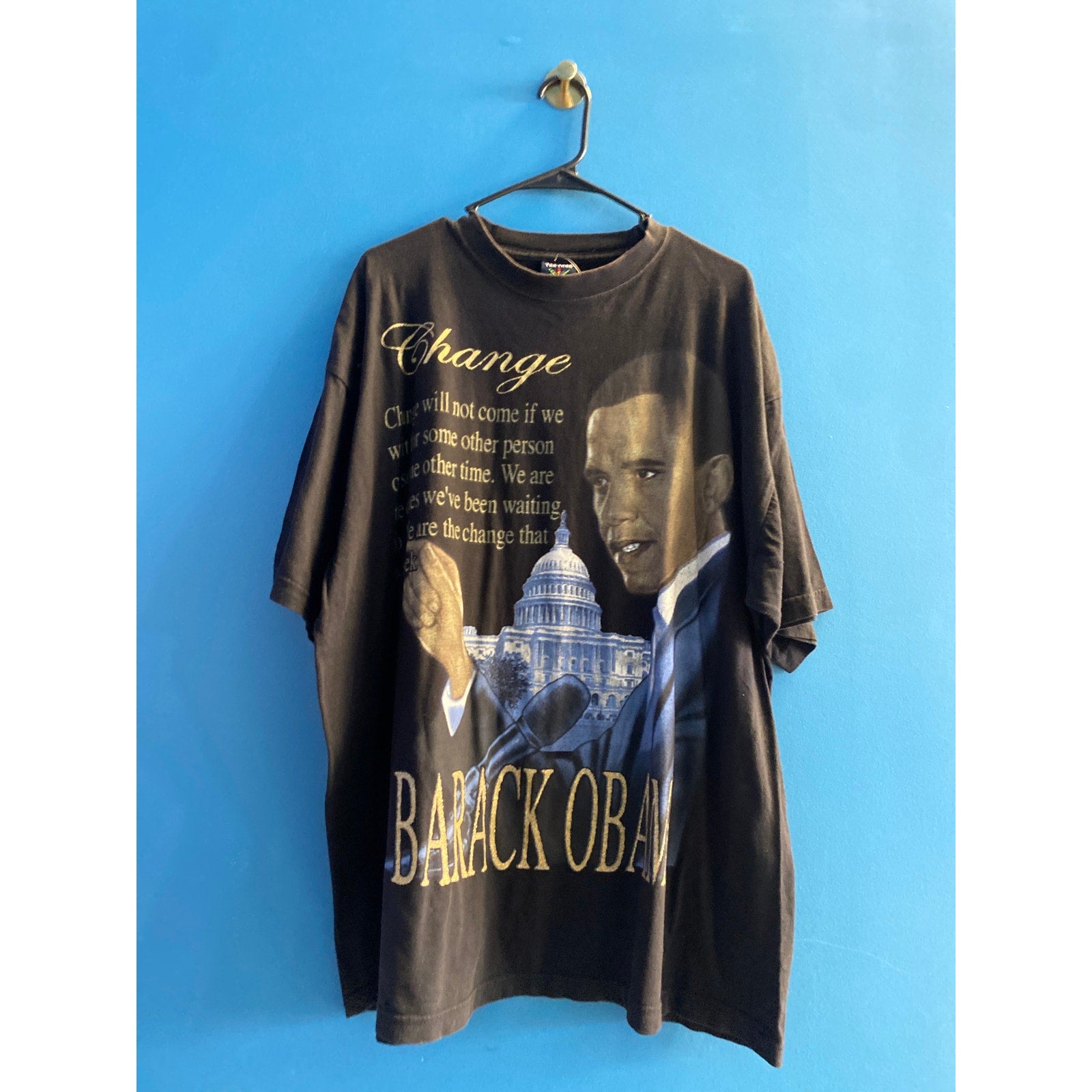 Vintage Barack Obama We Are The Change We Seek Heavy Cotton Black Shirt 3XL