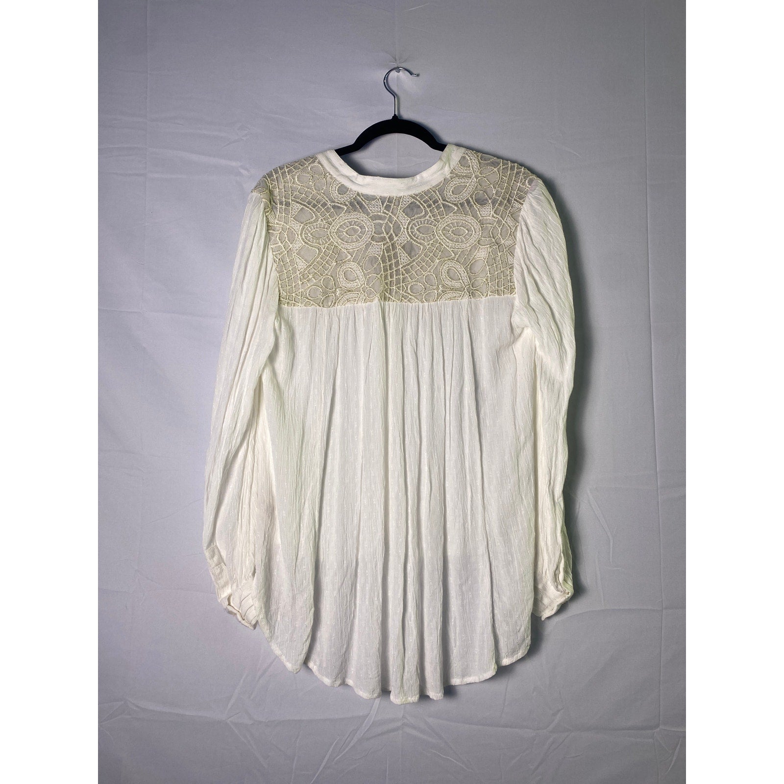 Free People Canyon Rose Button Down Top Ivory Long Sleeve Women's Size Medium