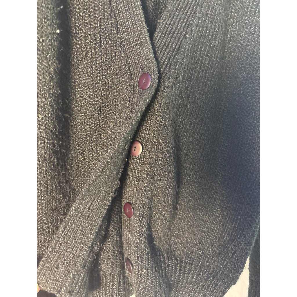 Victoria Jones Black Button Up Cardigan Sweater Long Sleeve Womens Petite Medium