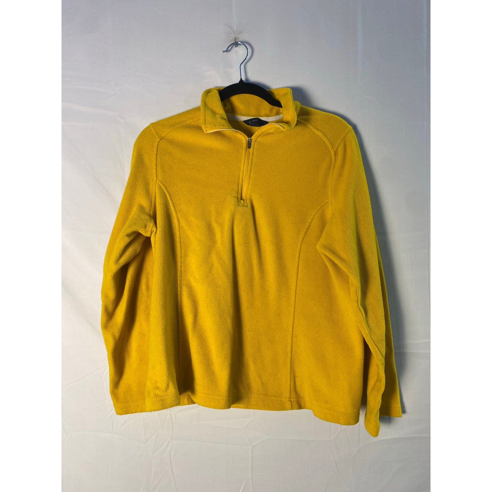 Lands End Yellow Quarter Zip Pullover Sweater Jacket Women's Small Great Layer