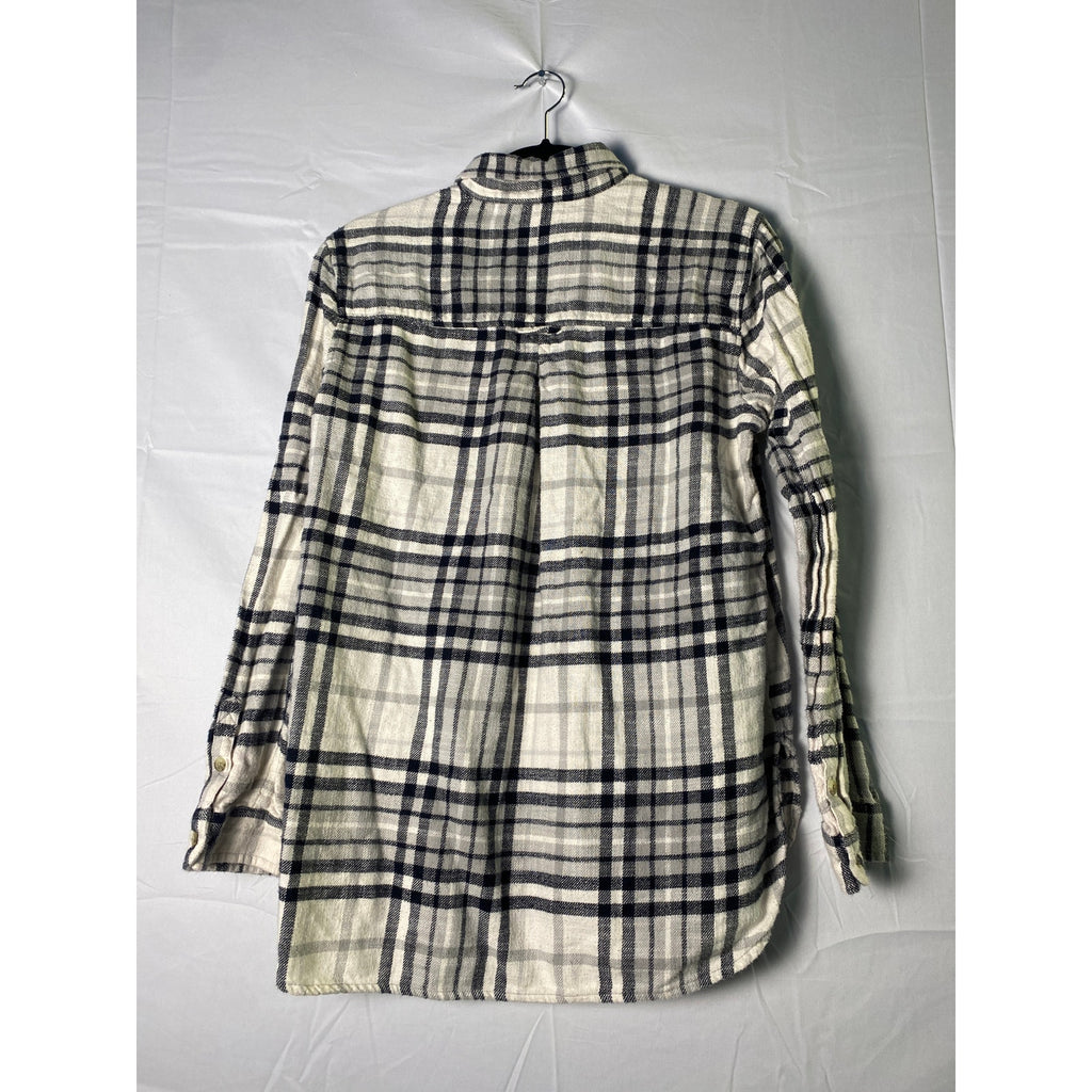 American Eagle Black White Plaid Soft Flannel Boyfriend Fit Shirt Women's Large