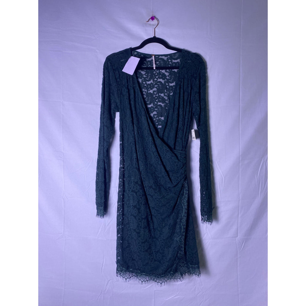 Free People Green Stretch Lace Mini Dress