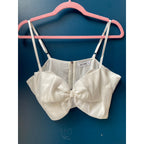 12th Tribe Iridescent White Bow Crop Top Back Zip Womens Size Small NWT