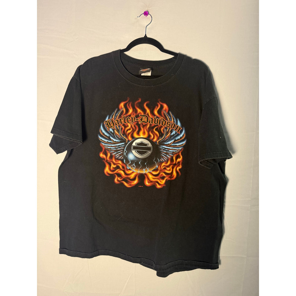 Harley Davidson Orlando, Florida USA Flames Graphic Black Shirt Men's Size XL