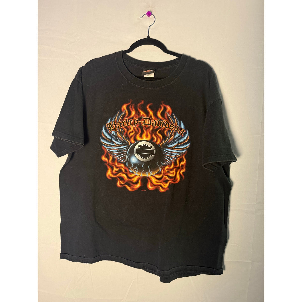 Harley Davidson Orlando, Florida USA Flames Graphic Black Shirt Men's Size XL