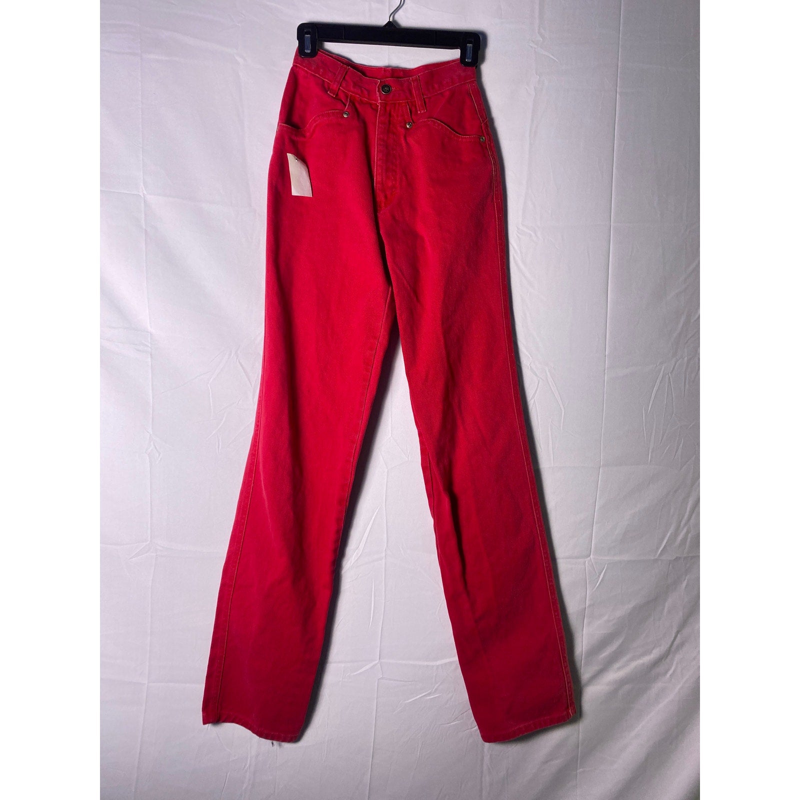 Vintage 80s Red Straight Leg Jeans with Pockets Womens Size 1/2