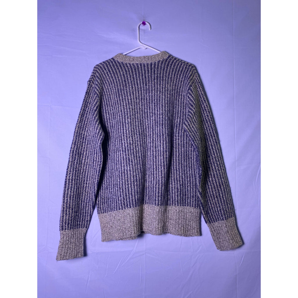 ROYAL Blue Beige Wool Blend Rib Knit Crewneck Sweater Men's Size XL Pullover