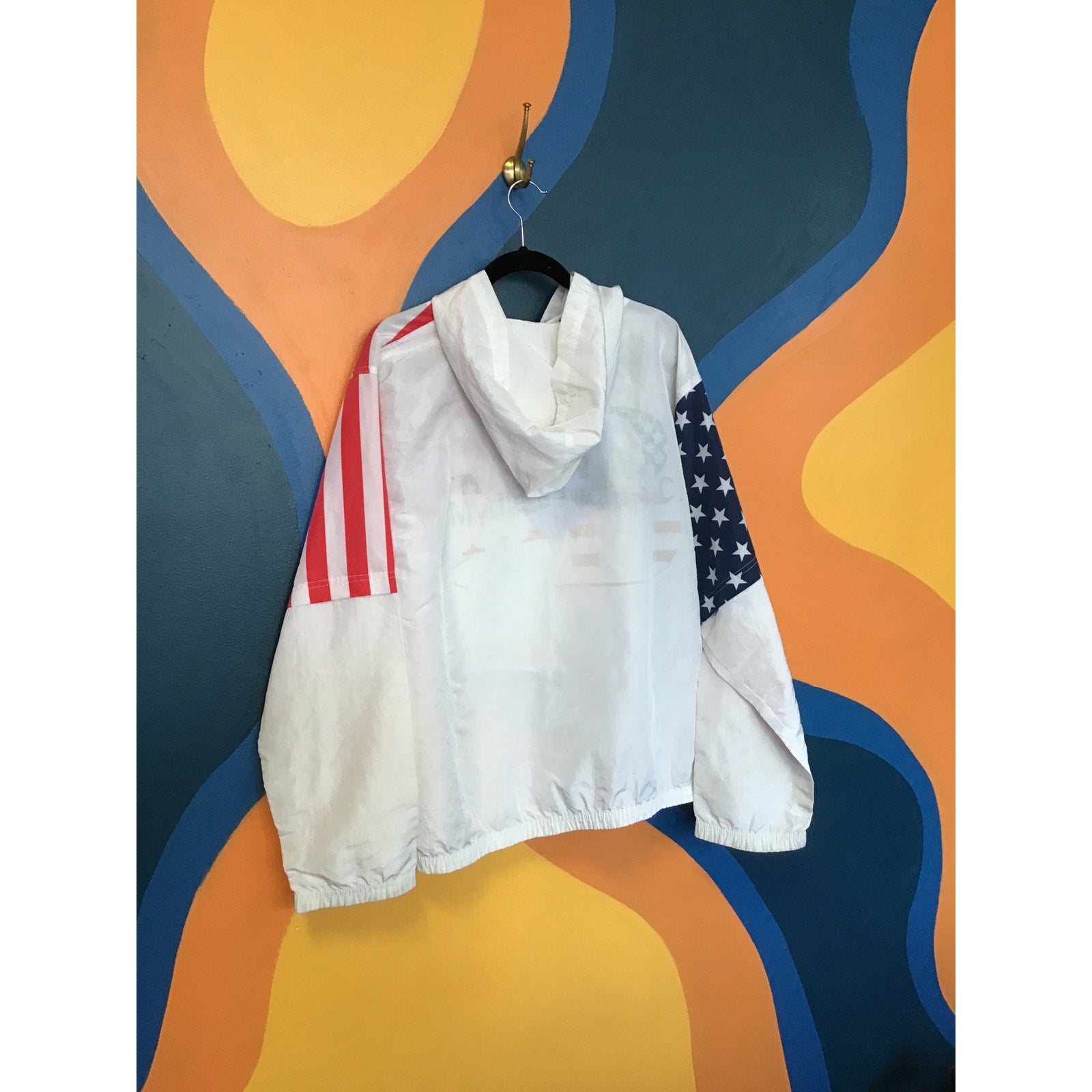 Vintage Surf Style USA Flag Anorak Windbreaker Pullover Jacket Unisex One Size