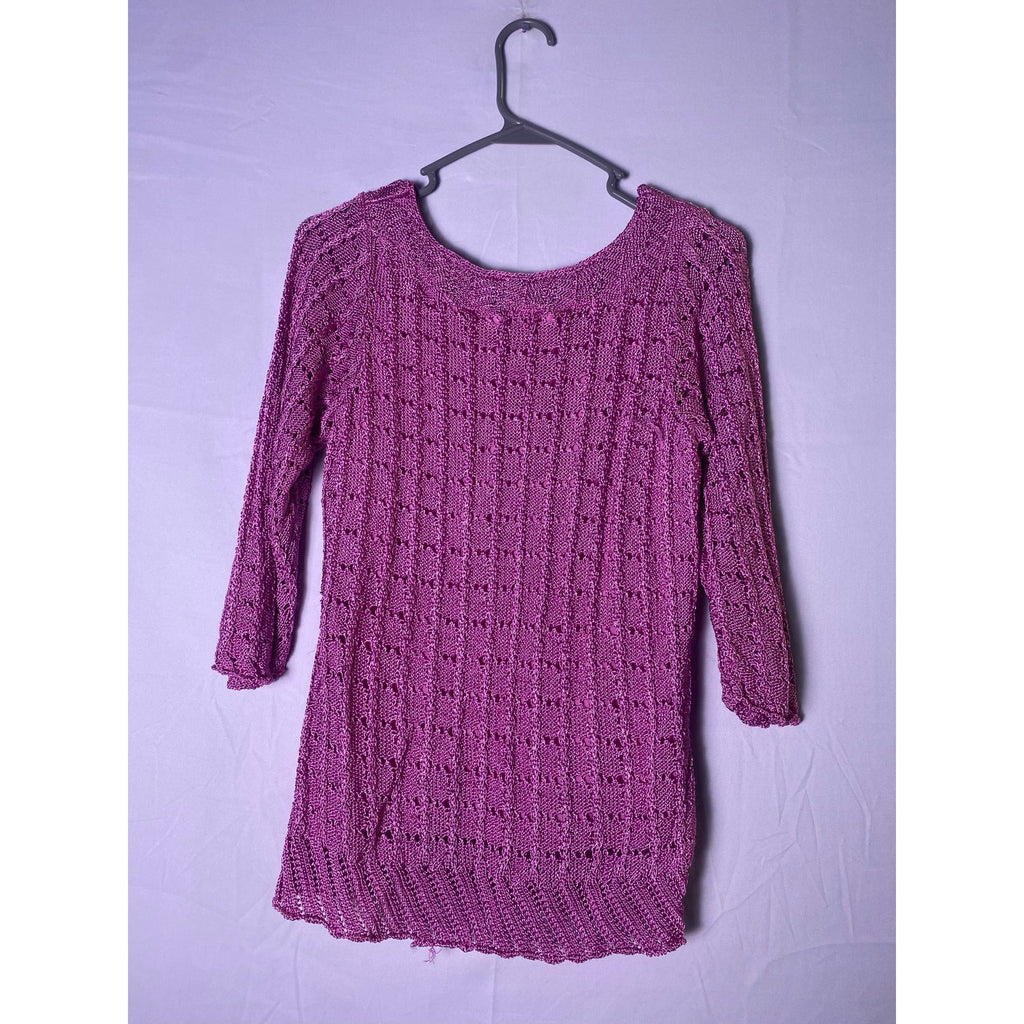 Emma James Pink Mesh Front Hole Detail Long Sleeve Tunic Sweater Women's Medium