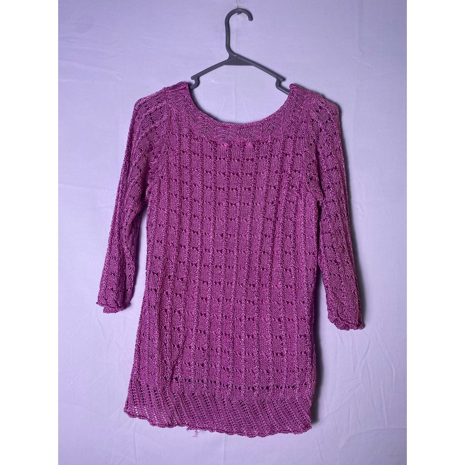 Emma James Pink Mesh Front Hole Detail Long Sleeve Tunic Sweater Women's Medium