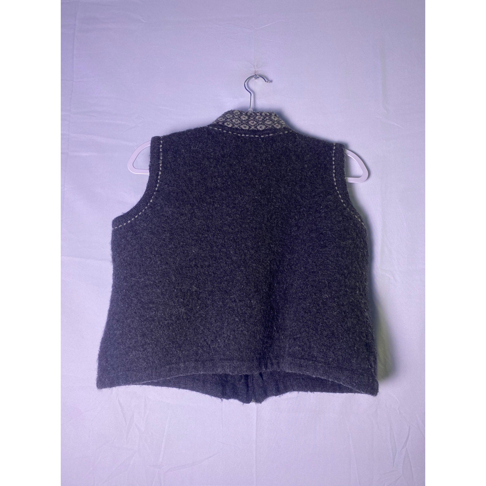 Woolrich Wool Gray Full Zip Vest Sweater Fair Isle Front Pockets Women's S/M