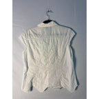 DressBarn White Floral Lace Textured Button Up Blouse Cap Sleeve Women's Large