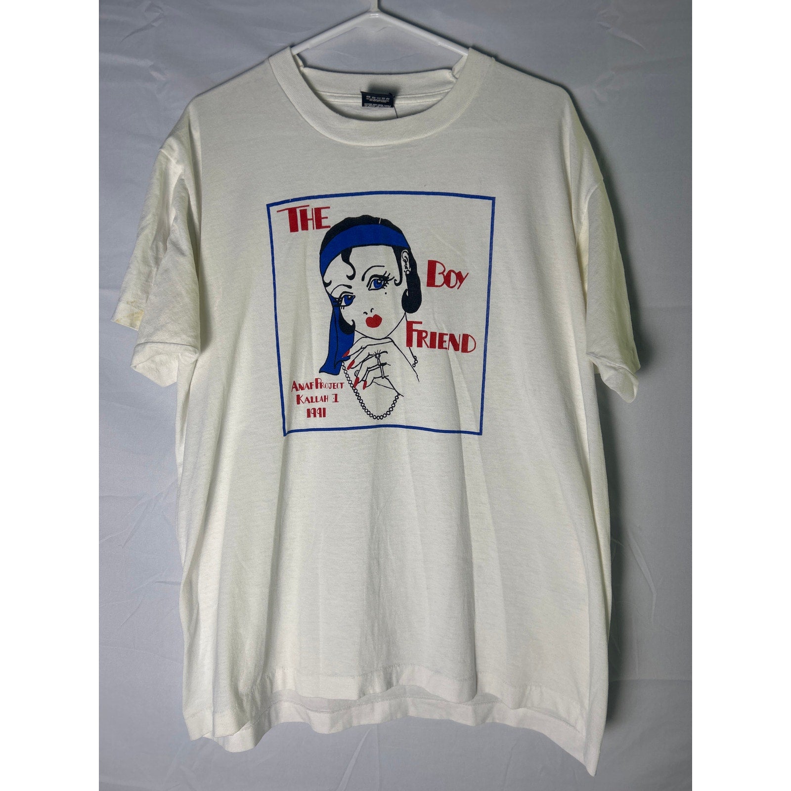 The Boyfriend Anaf Project Kallah 1991 Print White Single Stitch T-shirt Size XL