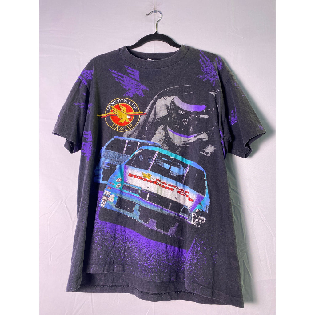 NASCAR Daytona 1995 Winston Cup All Over Print Black T-shirt Men's Size Large