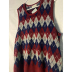 Vintage Royal Jeff Maroon Blue White Argyle Vest Sweater Pullover Men's Size XL