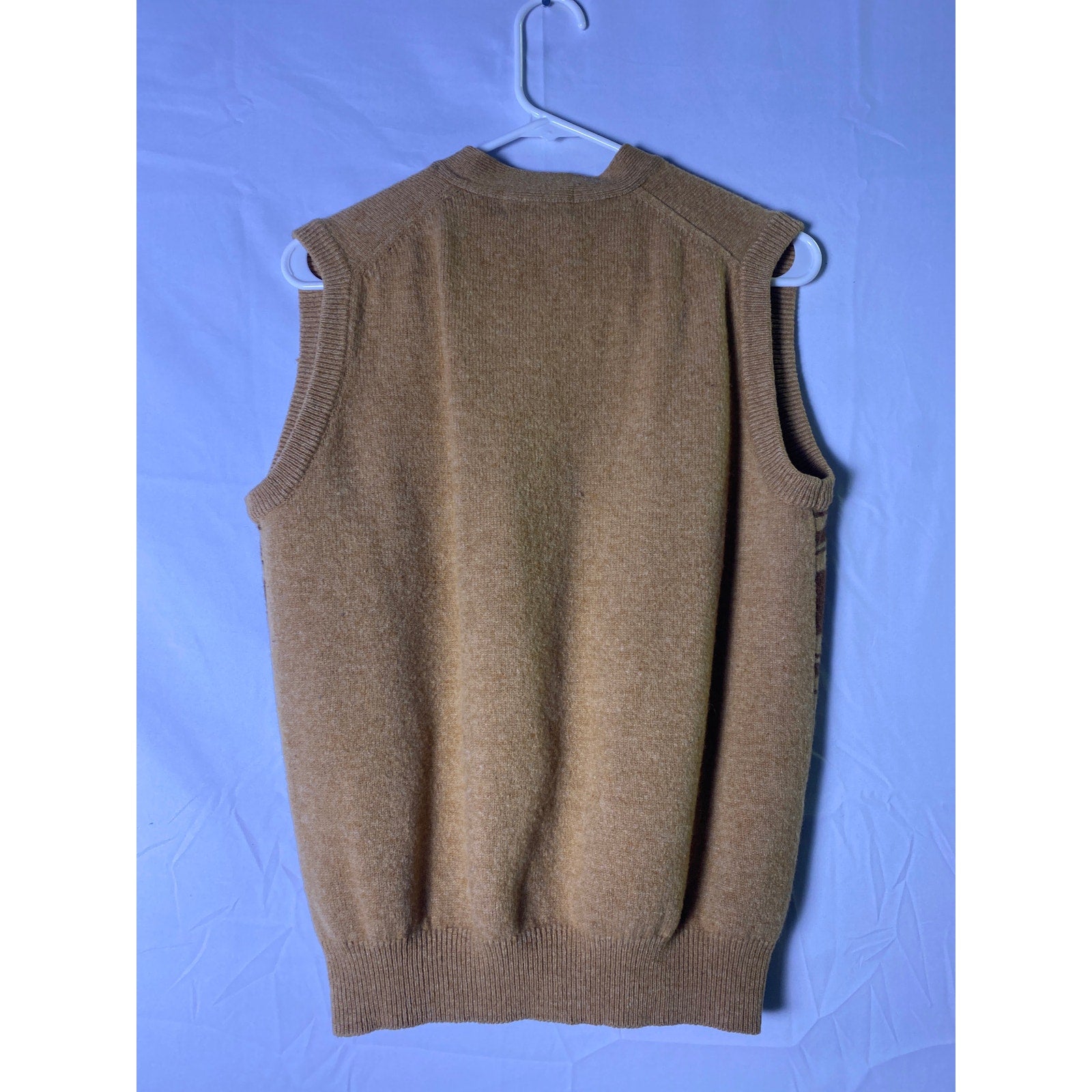 Zhěngxīn Brown Knit Vest Button Cardigan Sweater Pockets Men's Size Small