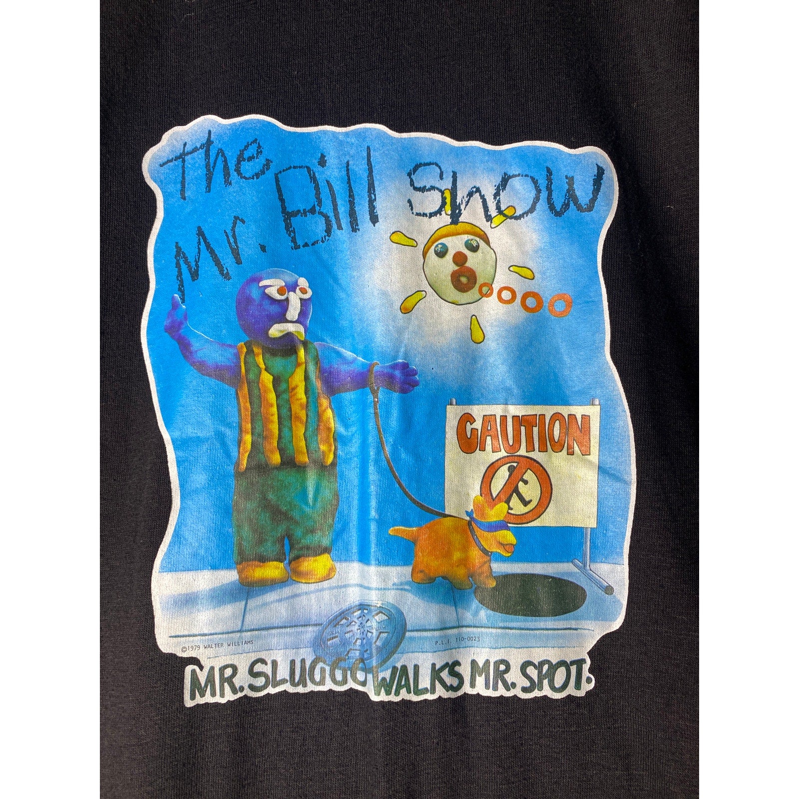 Vintage The Mr Bill Show Short Sleeve Crew Neck Mr Sluggo Black Shirt Medium