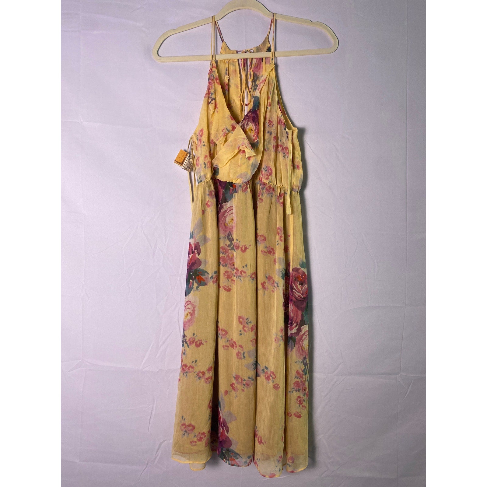 Anthro Meadow Yellow Silk Floral Sundress Sleeveless Women's Size 4