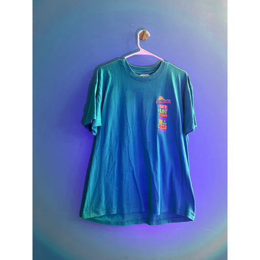 Vintage Oneita DELTACO Shut Up and Eat Your Beans Graphic Print Shirt Mens Large