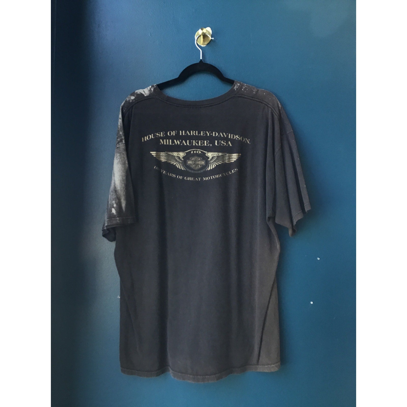 Harley Davidson Black Acid Wash 110 Years Shirt Milwaukee, WI USA Size XL