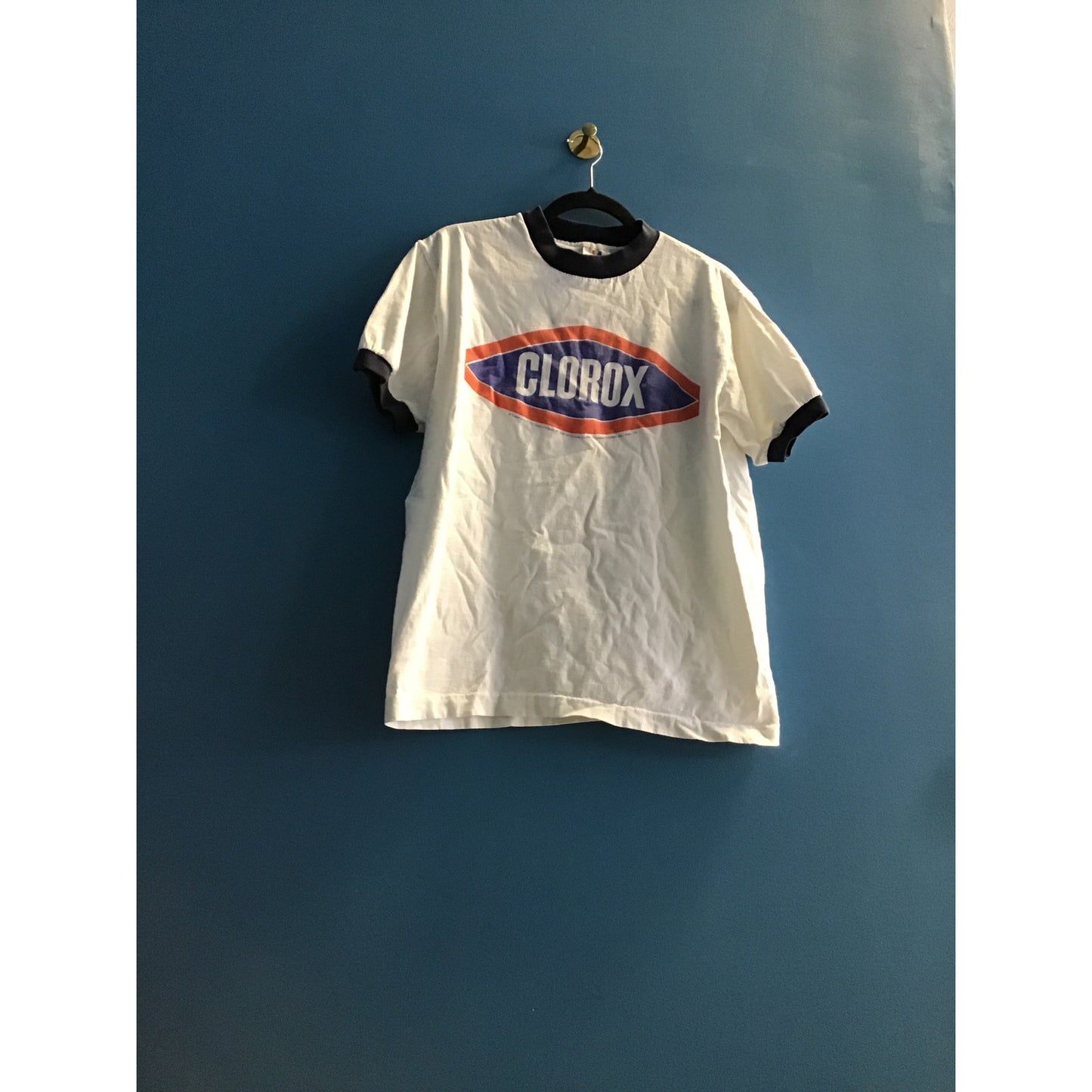 '96 LJ Tee Jays CLOROX Print Tee Shirt Single Stitch White Crewneck Womens Large