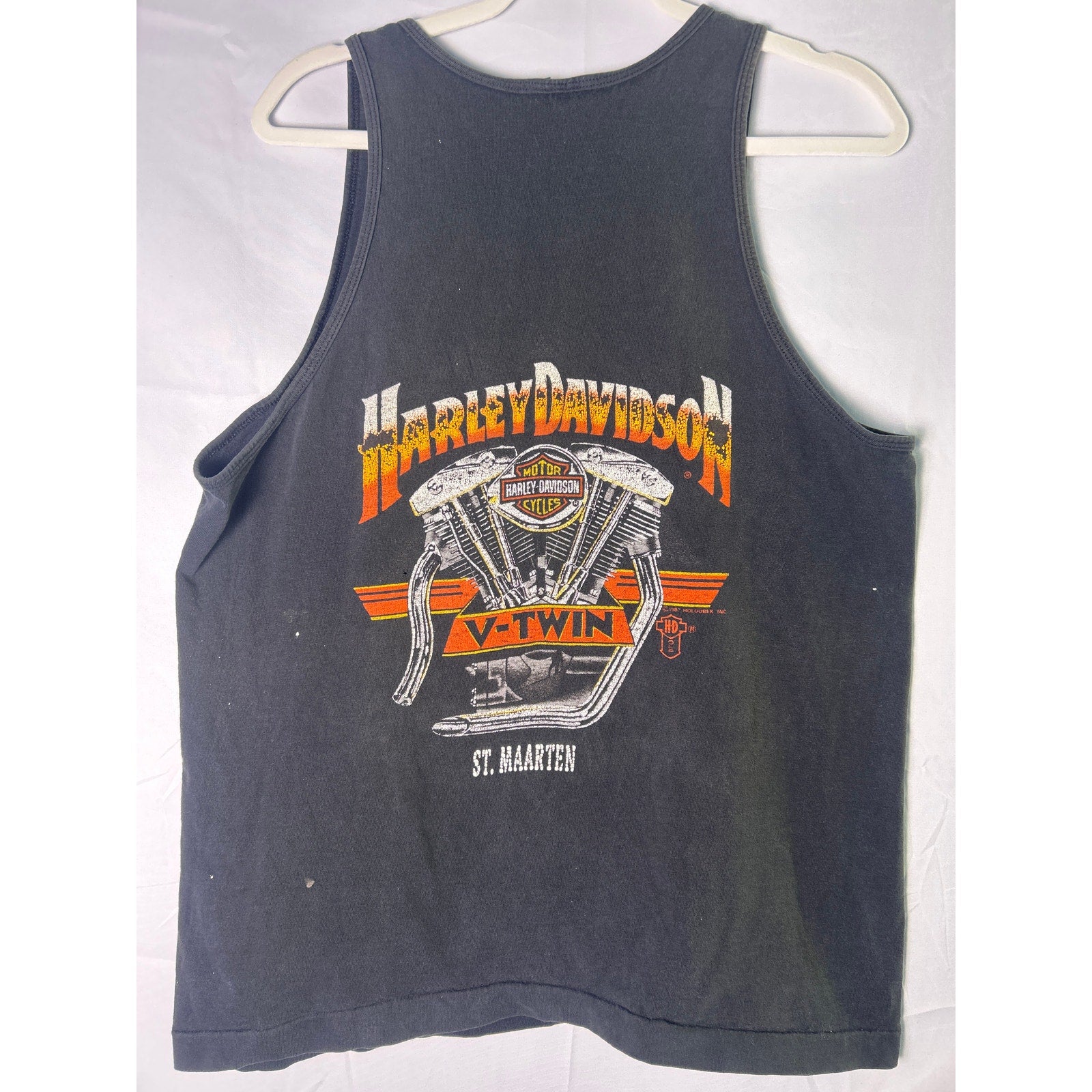 Fruit of the Loom Harley Davidson V-Twin St. Marten Black Tank Top Women's Large