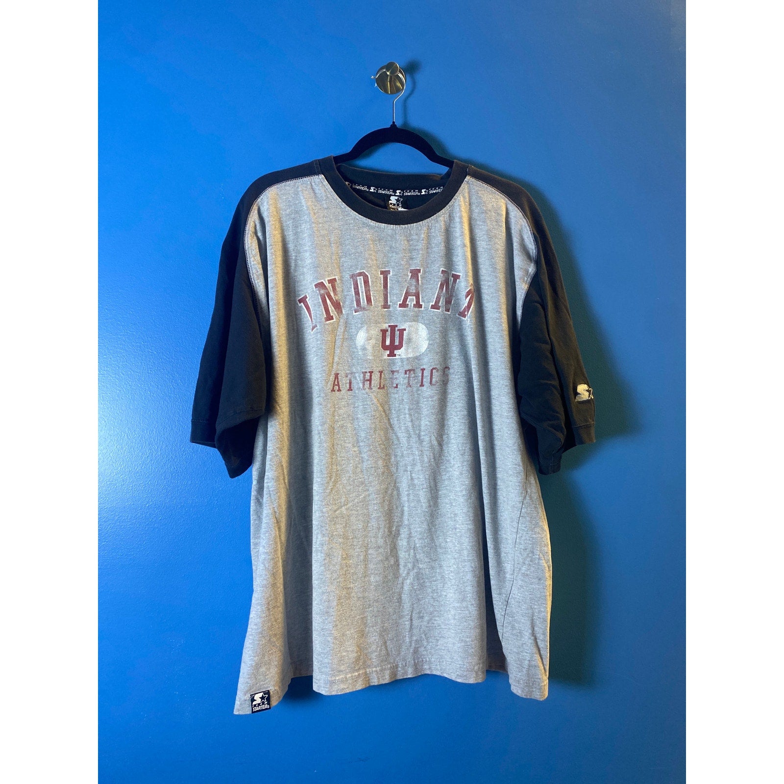 Starter INDIANA Hoosiers Athletic Black Gray Shirt Men's Size XL