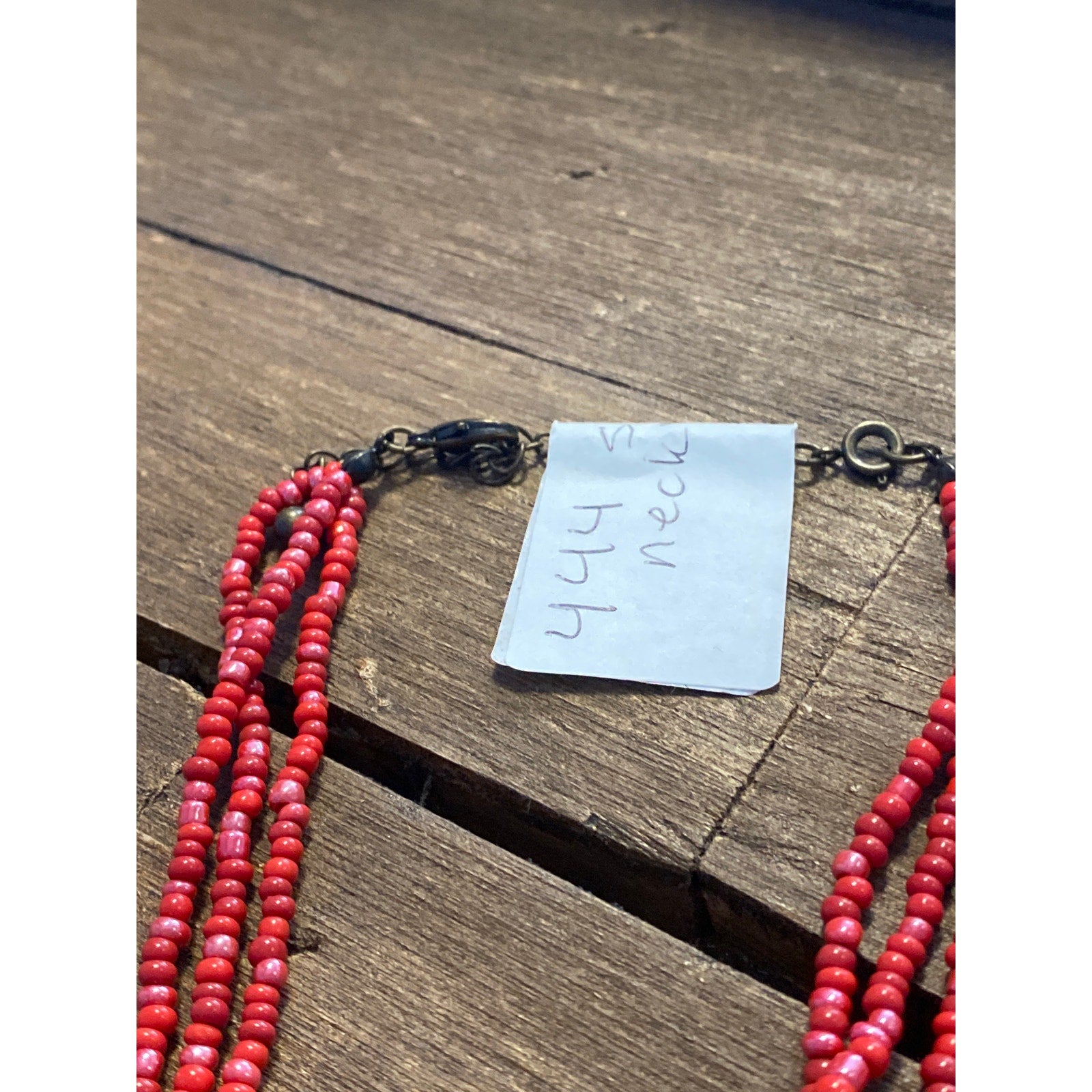 Red Coral Beaded Necklace with Shell Pendant