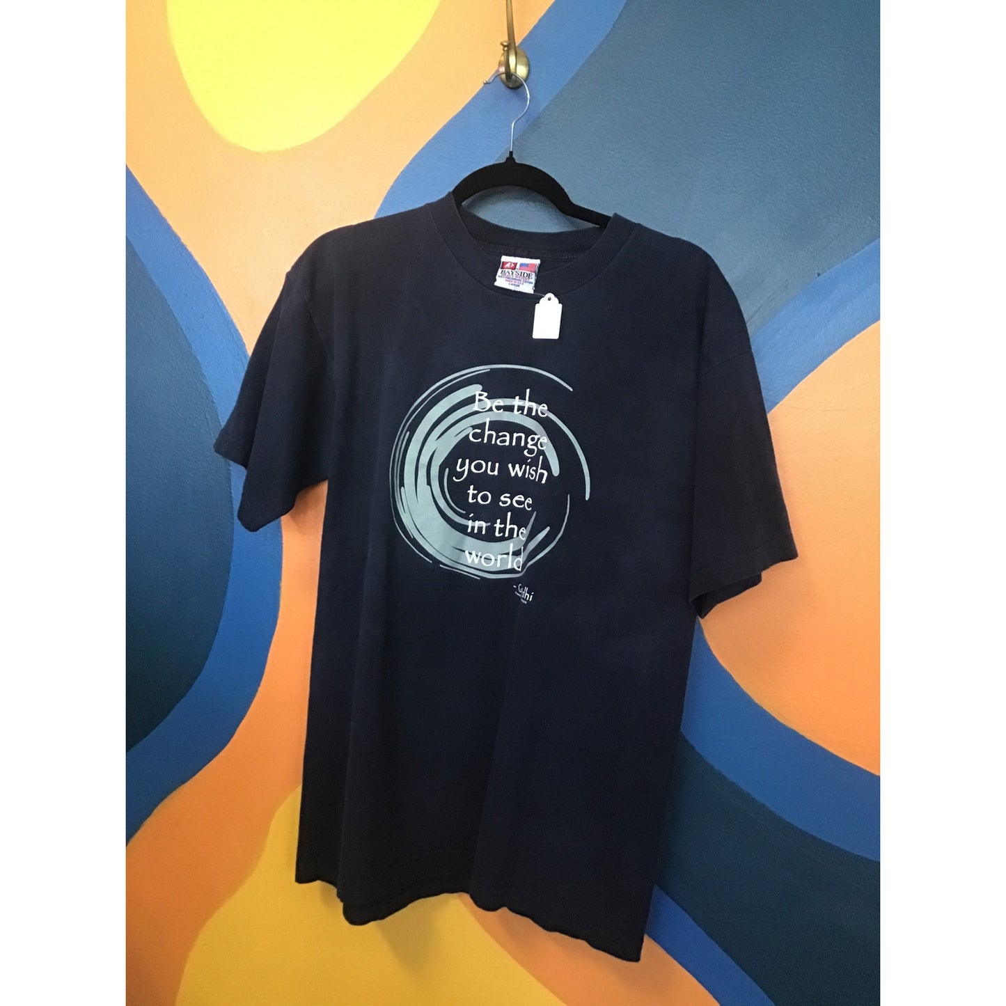 Bayside Be the change you wish to see in the world Black Shirt Womens Size Large