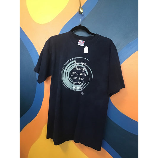 Bayside Be the change you wish to see in the world Black Shirt Womens Size Large