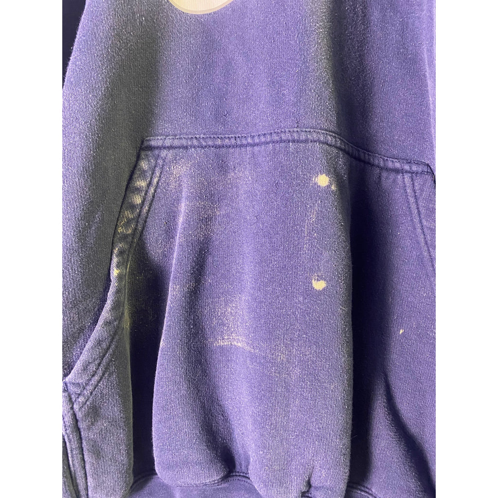 Y2K Nike Swoosh Logo Graphic Print Pullover Hoodie Navy Blue Men's Size Large Faded Paint Grunge