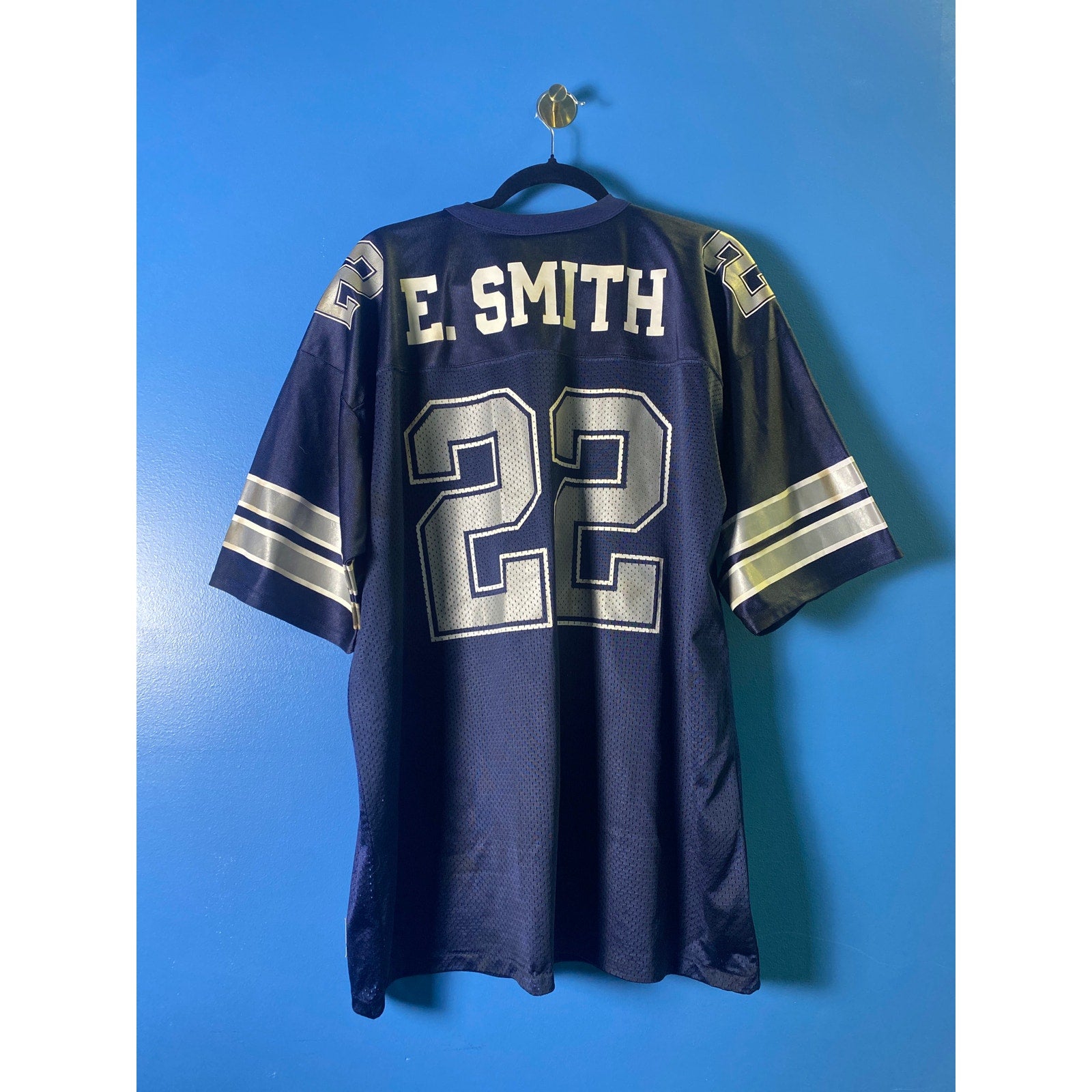 Vintage 90s Logo Athletic NFL  #22 Emmitt Smith Dallas Cowboys V-neck Jersey XL