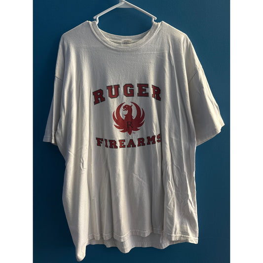 Gildan RUGER Firearms Logo Print White Red Shirt Men's Size XL