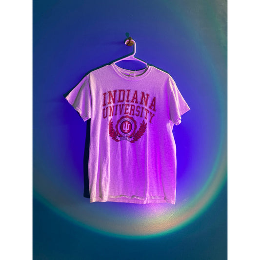 Gildan Indiana University Arch Print Logo Short Sleeve Gray Shirt Men's Medium