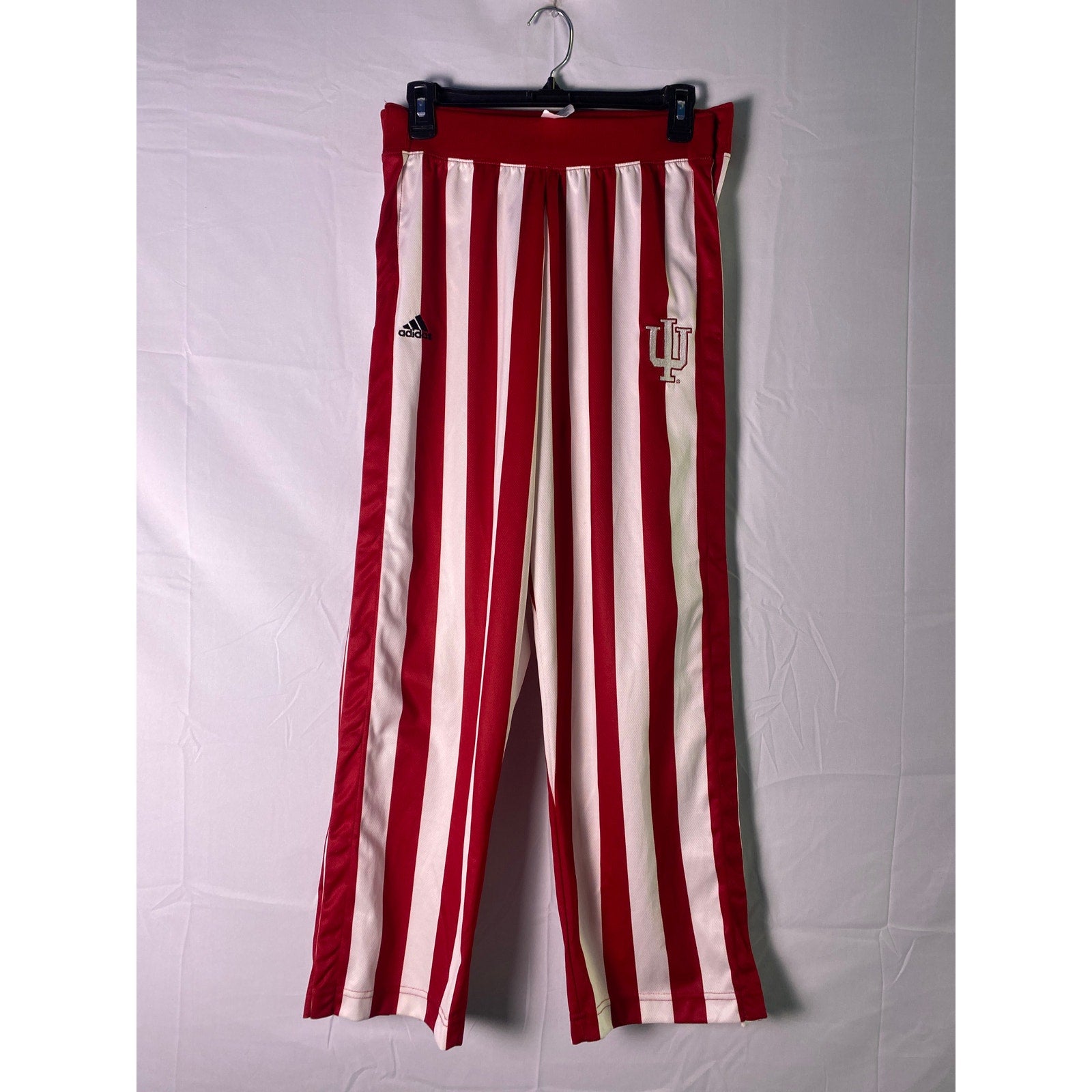 adidas Indiana University Candy Red White Stripe Basketball Pants Youth Large