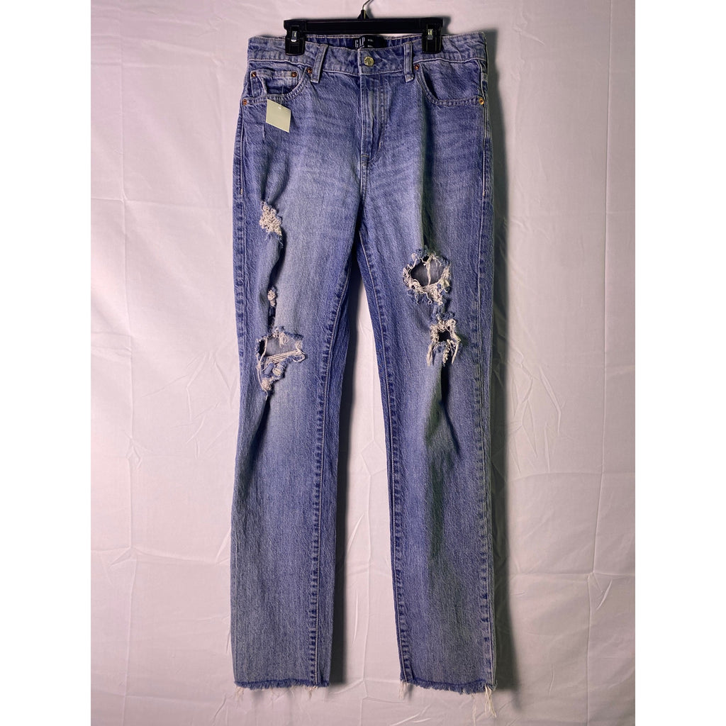 GAP Blue Denim Boyfriend Cut Distressed Jeans 5-Pockets Women's Size 6/28 Tall