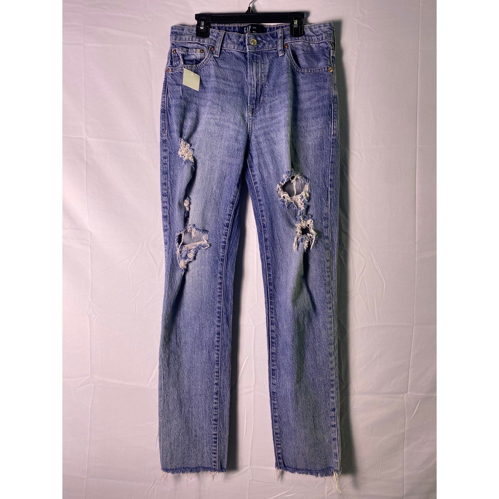 GAP Blue Denim Boyfriend Cut Distressed Jeans 5-Pockets Women's Size 6/28 Tall