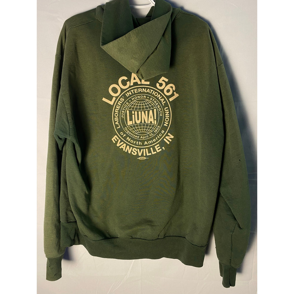 Vintage Fruit of the Loom LOCAL 561 LiUNA Evansville, IN Green Hoodie Men's XL