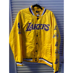 NBA Los Angeles Lakers Yellow Satin Varsity Jacket Button Snap Men’s Size Large
