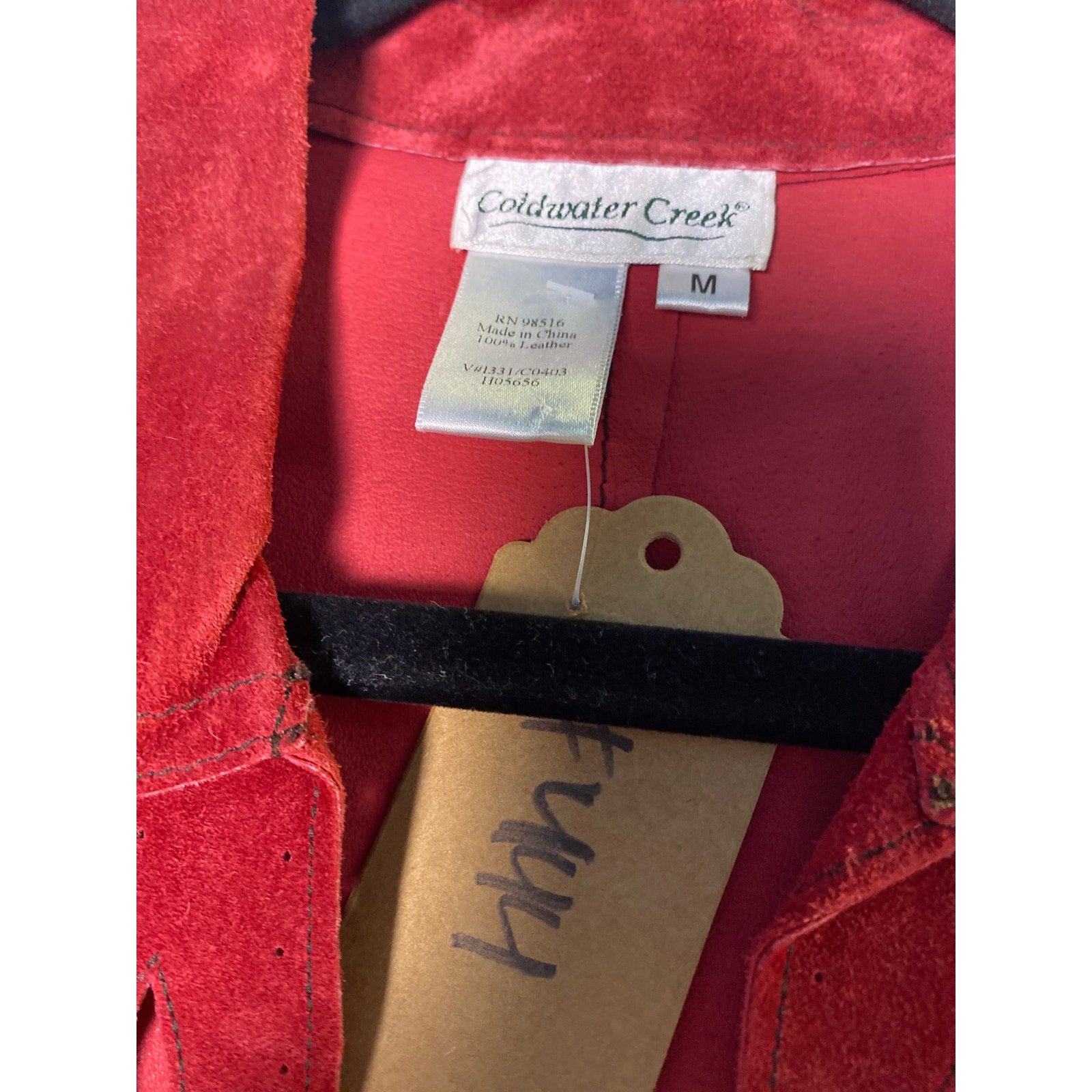 Coldwater Creek Red Suede Vest Jacket 100% Leather Women's Size Medium